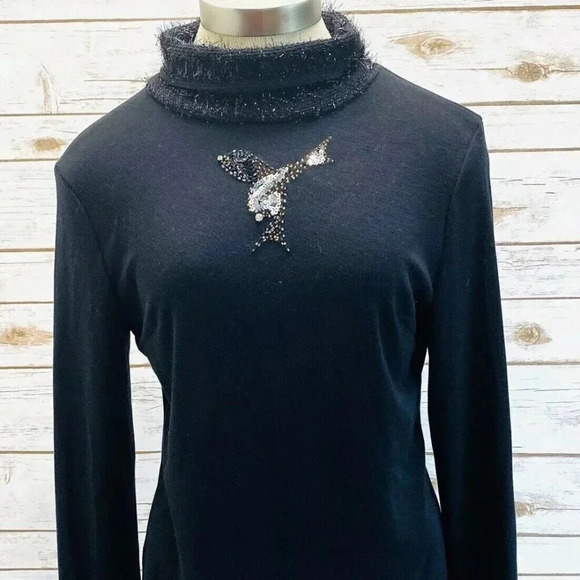 TARG YUR BA Tops - TARG YUAR BA Women Long Sleeve Pullover Black Turtleneck Shirt Top Size Medium